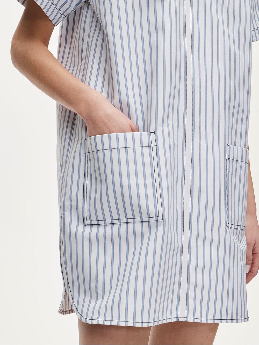 J.Crew Patch Pocket Pullover Dress in Striped Structured Cotton Poplin - Picture 4 of 4